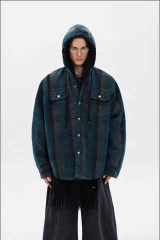 [MASONPRINCE] Plaid Hooded Padded Jacket