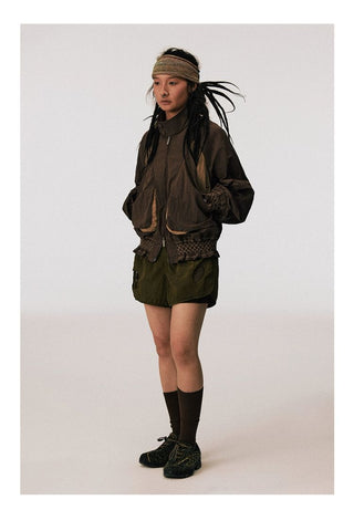 [CONP] Pleated Spliced €rinkle Nylon Jacket