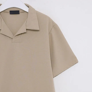 minimal open collar tee