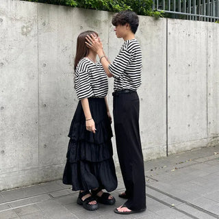 Frilled tiered long skirt
