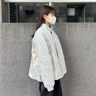 Oversized cropped military jacket