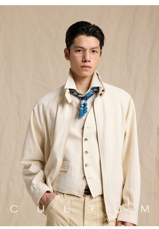 [CULTUM] Lyocell Denim Harrington Jacket