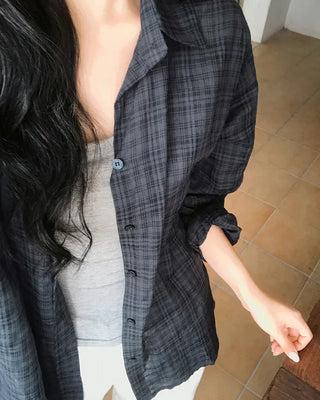 Loose-fit summer check shirt