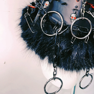 Metal chain o ring rivet applique buckle tank top