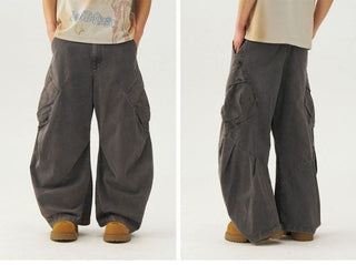 [Monterest] Washed Cotton Pleated Wide Leg Pants