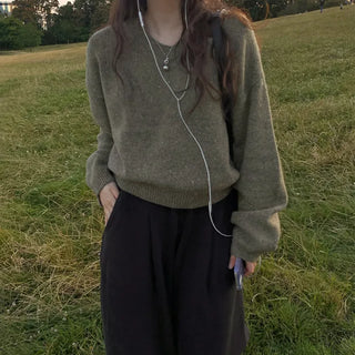 (Over 10,000 sold) V-neck knit - 5 colors
