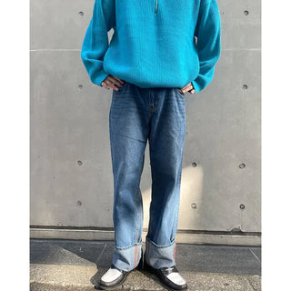 Rolled-up denim pants