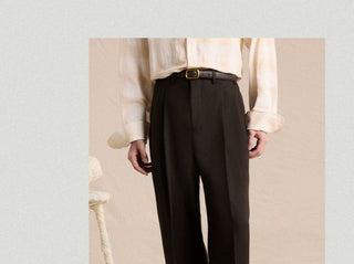[CULTUM] Wool Blend Tapered Wide Leg Trousers
