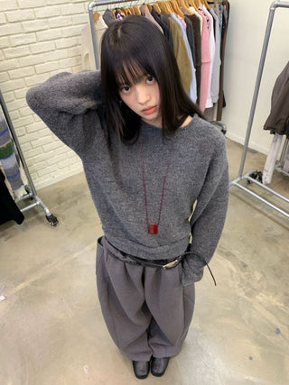 NEVERSEEZ Minimalist Soft Round Neck Sweater