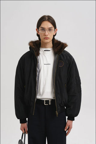 [MASONPRINCE] Hooded Plaid Puffer Jacket