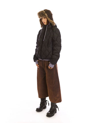 [NeverSeez] Flocked Cropped Wide Leg Jeans