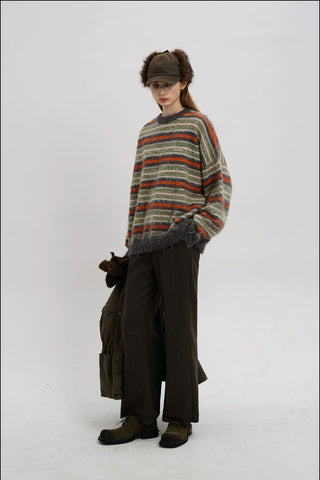 [MASONPRINCE] Striped Wool Blend Crewneck Sweater