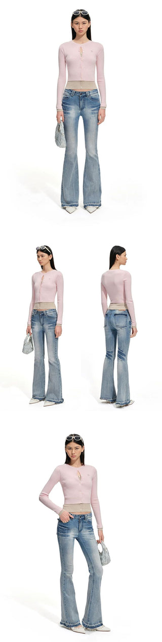 [NOTAWEAR] Lambswool Faux Two-piece  Cardigan