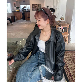 Loose leather jacket