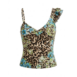 [NECY] American Blue Leopard Unbalanced Tank Top