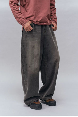 [Monterest] Washed Wide Leg Denim Pants