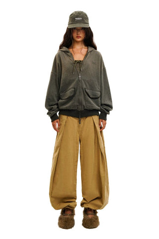 [Moromoro2] Contrast Striped Hooded Cardigan  Set