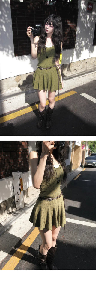Green Tea Parfait Floral Mini Dress