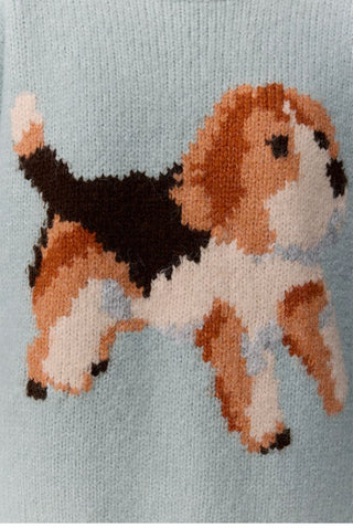 [Monterest] Relaxed Fit Dog Pattern Knit Sweater