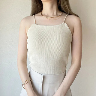 Knit camisole with built-in cups