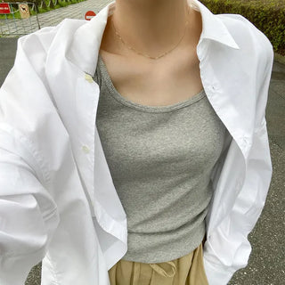 Ribbed round sleeveless top