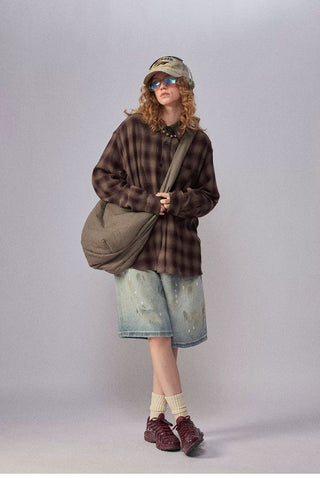 [Monterest] Oversized Yarn-Dyed Plaid Shirt