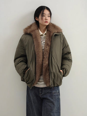 MASONPRINCE Faux Fur Down High-Neck Jacket