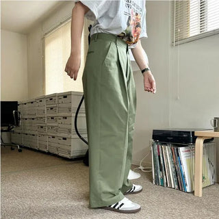 Pintuck Wide Chino Pants