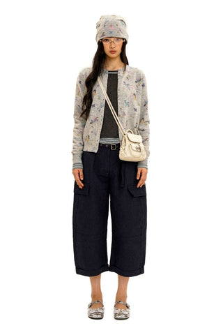 [Moromoro2] Horse & Rabbit Print Crew Neck  Cardigan