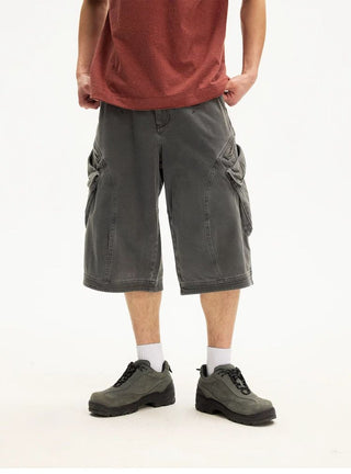 [Monterest] Washed Multi-Pocket 3D Cut Work Shorts