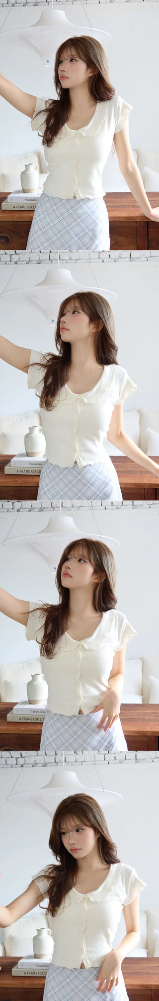 Mulan Punching Short Sleeve Cardigan - 4 Colors