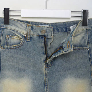 Vintage washed denim mini skirt