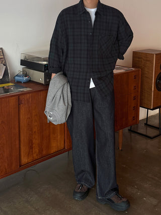 Rhythm Double-Layered Oversized Check Shirt