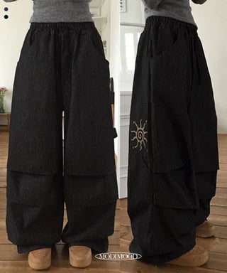 Planning Sunmer Denim Cargo Stripe Heavy Wide Pintuck Pants pt-2color