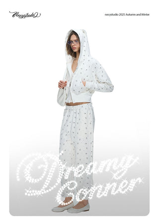 [NECY] Mimora Allover Print Hoodie Jacket & Sweatpants Set