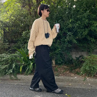Cable knit oversized sweater