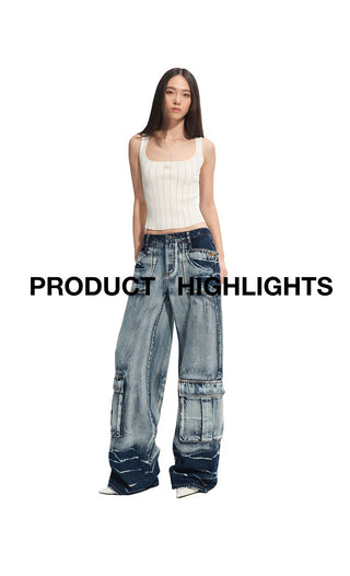 [NOTAWEAR] Lightning Wash Wide-Leg Denim  Pants