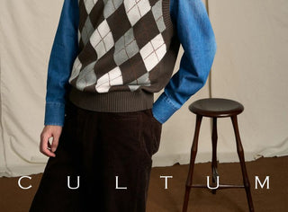 [CULTUM] Wool Blend Argyle V-Neck Knit Vest