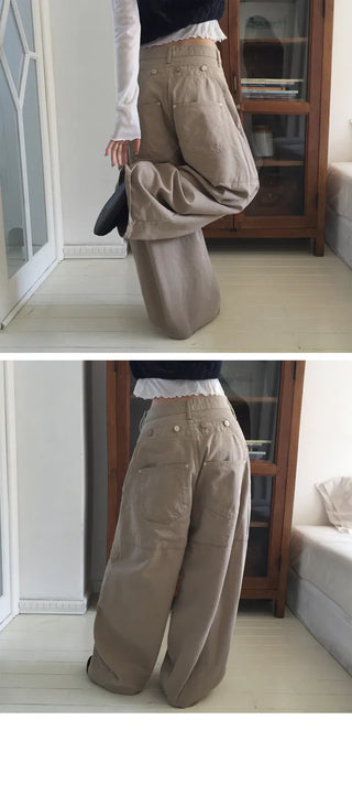 4-button secret pocket wide pants - 4 colors