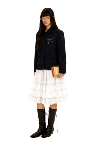 [Moromoro2] Doll Collar Pleated Hem  Blazer
