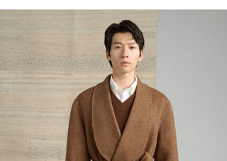 [CULTUM] Shawl Collar Belted Long Wool Coat