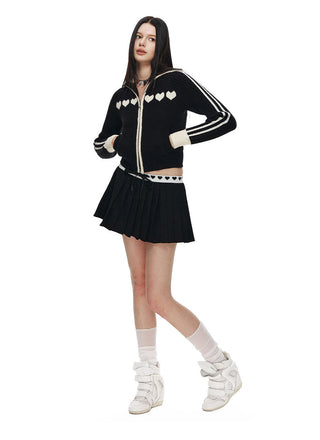 [NECY] Sweet Heart Jacquard Zip Cardigan