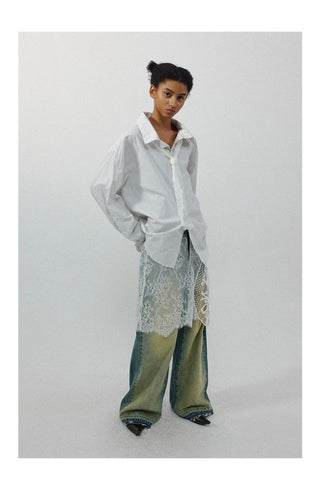 CONP Lace spliced €enim pants (blue)