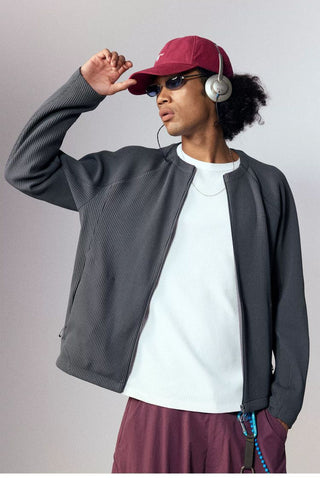 [Monterest] Waffle Knit Zip-Up Cardigan Jacket