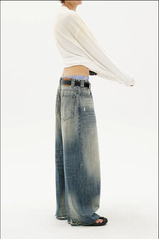 [MASONPRINCE] Snow Washed Wide Leg Denim Pants
