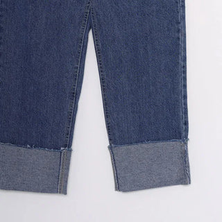 Straight-fold denim pants