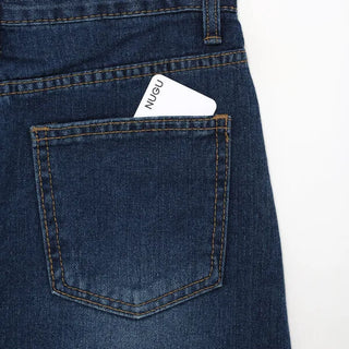 Washed denim long skirt