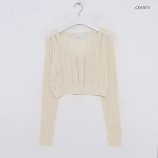 Cropped openwork cardigan