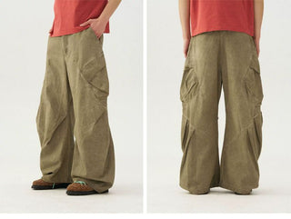 [Monterest] Washed Cotton Pleated Wide Leg Pants