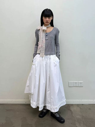 [NEVERSEEZ] Asymmetric Pocket A-Line Pleated Skirt